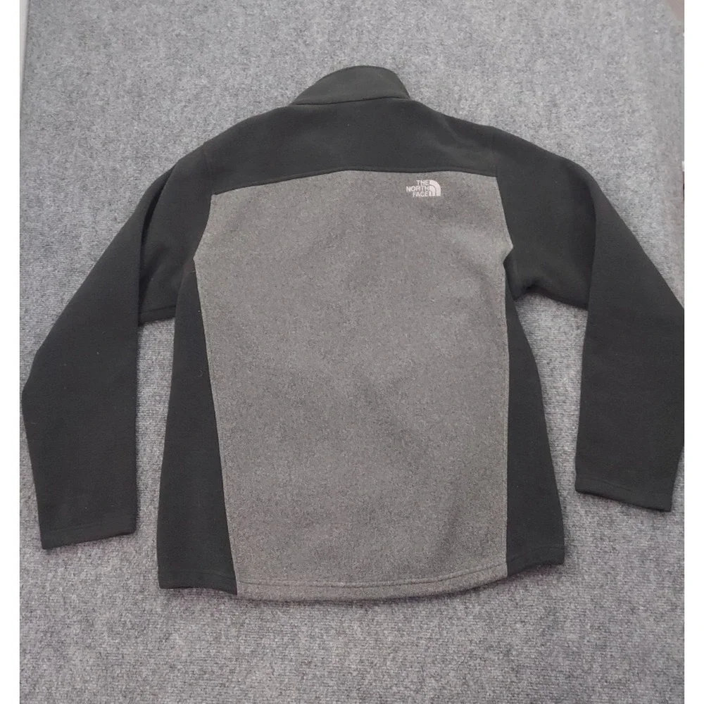 THE NORTH FACE Jacket Mens Large Black Gray Full Zip Mock Neck Fleece logo